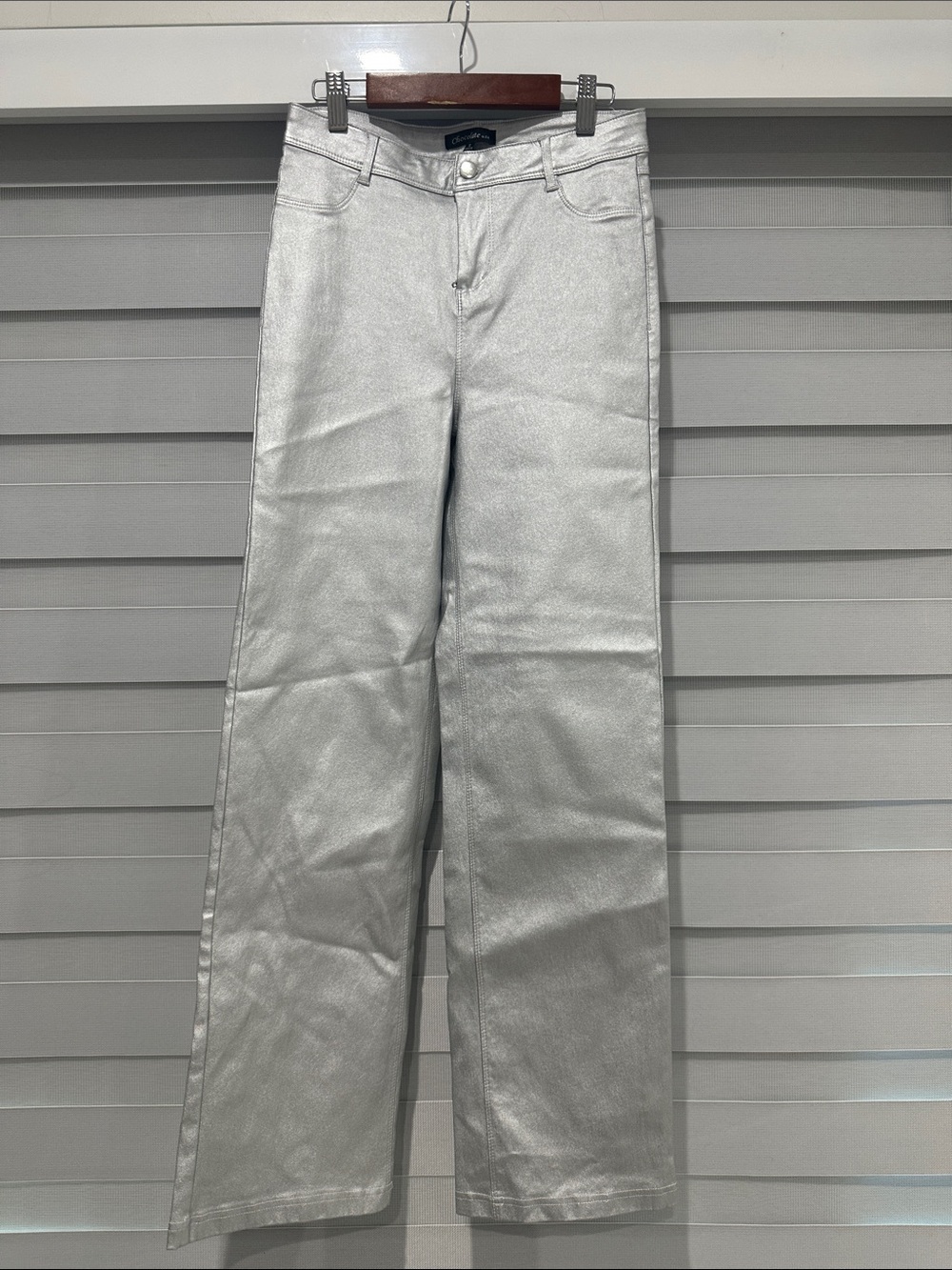 Metallic Silver Straight-Leg Women's Jeans